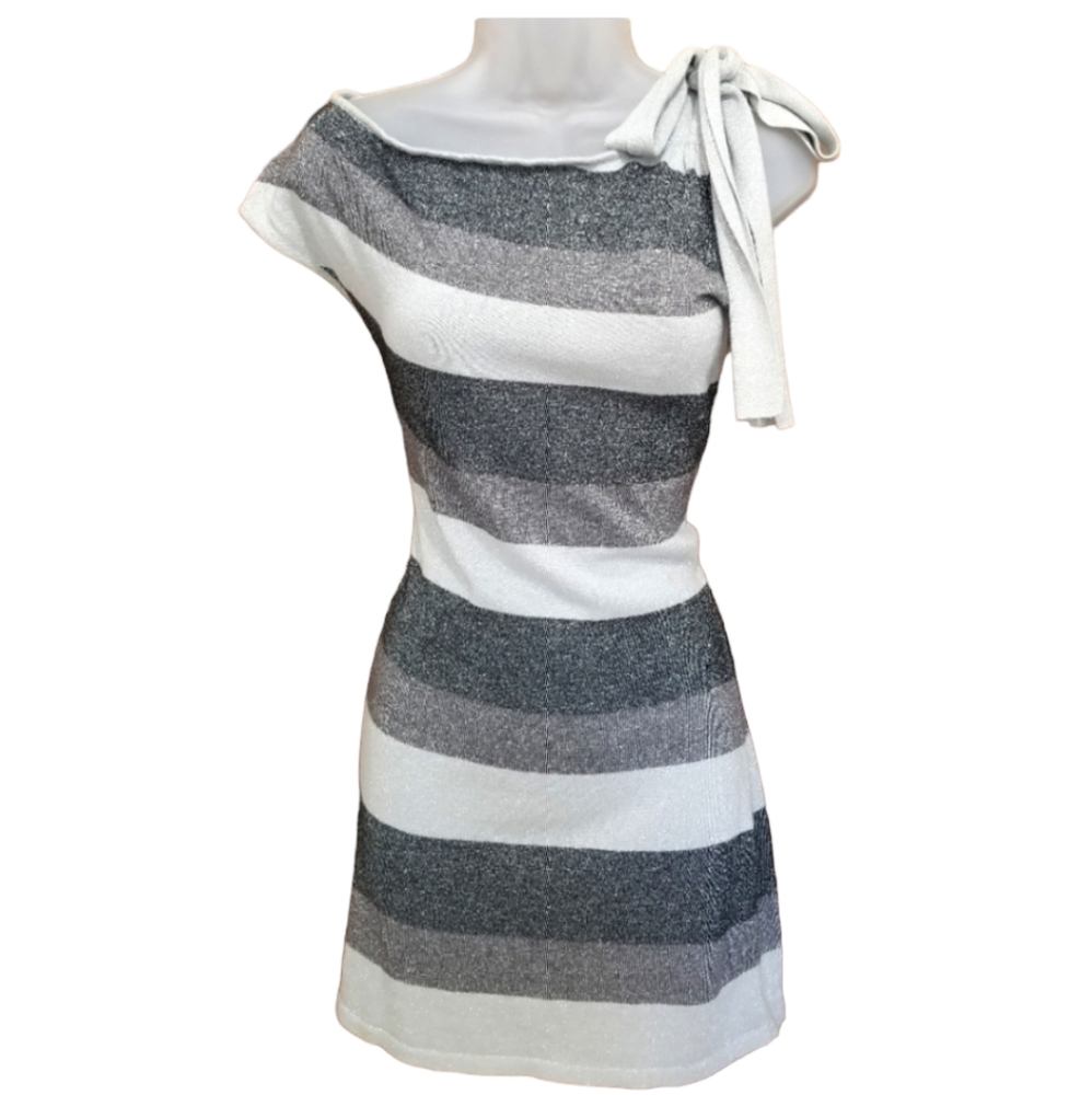 Takeout Shimmery Striped Tunic Sweater